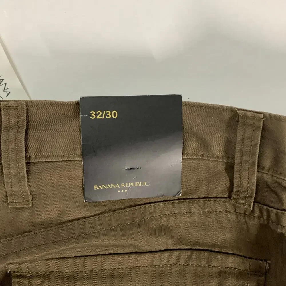 Banana Republic 32 NEW Mens Wide Leg Chino Pants Flap Pocket Dark Khaki